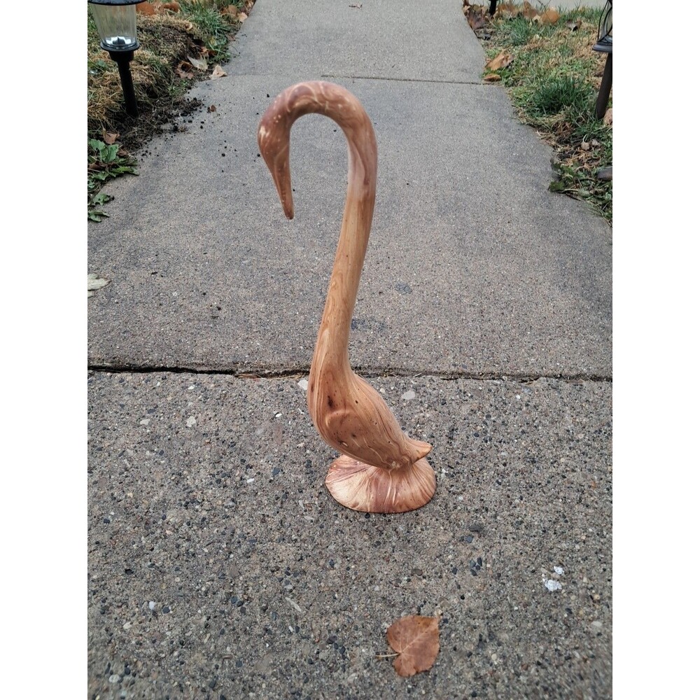 Swan Garden Ornament 15 inch Wood Appearance (Ceramic)